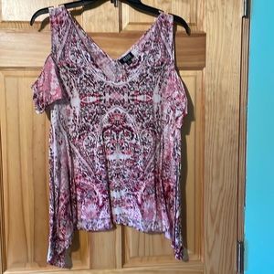 A.N.A shoulderless top. Medium. Pink, white, and black.